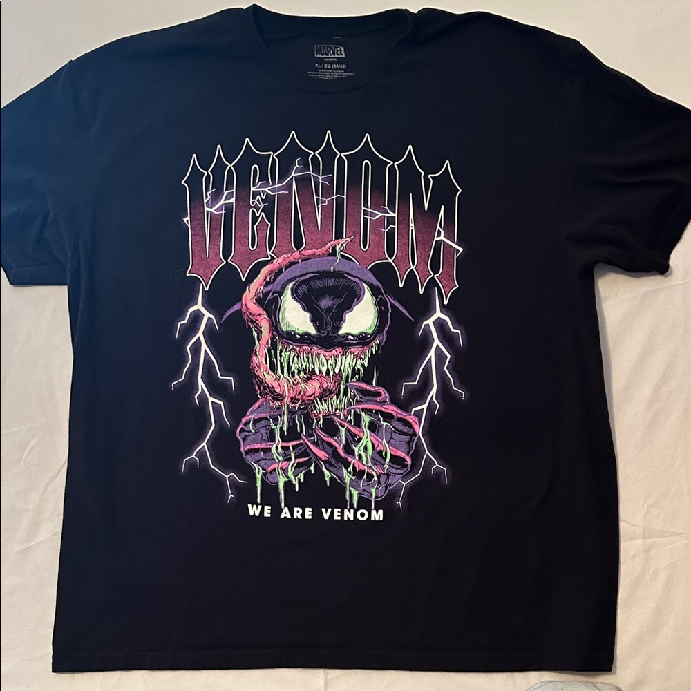 Marvel Venom Graphic Tee - Black with Purple & Neon Green Accents